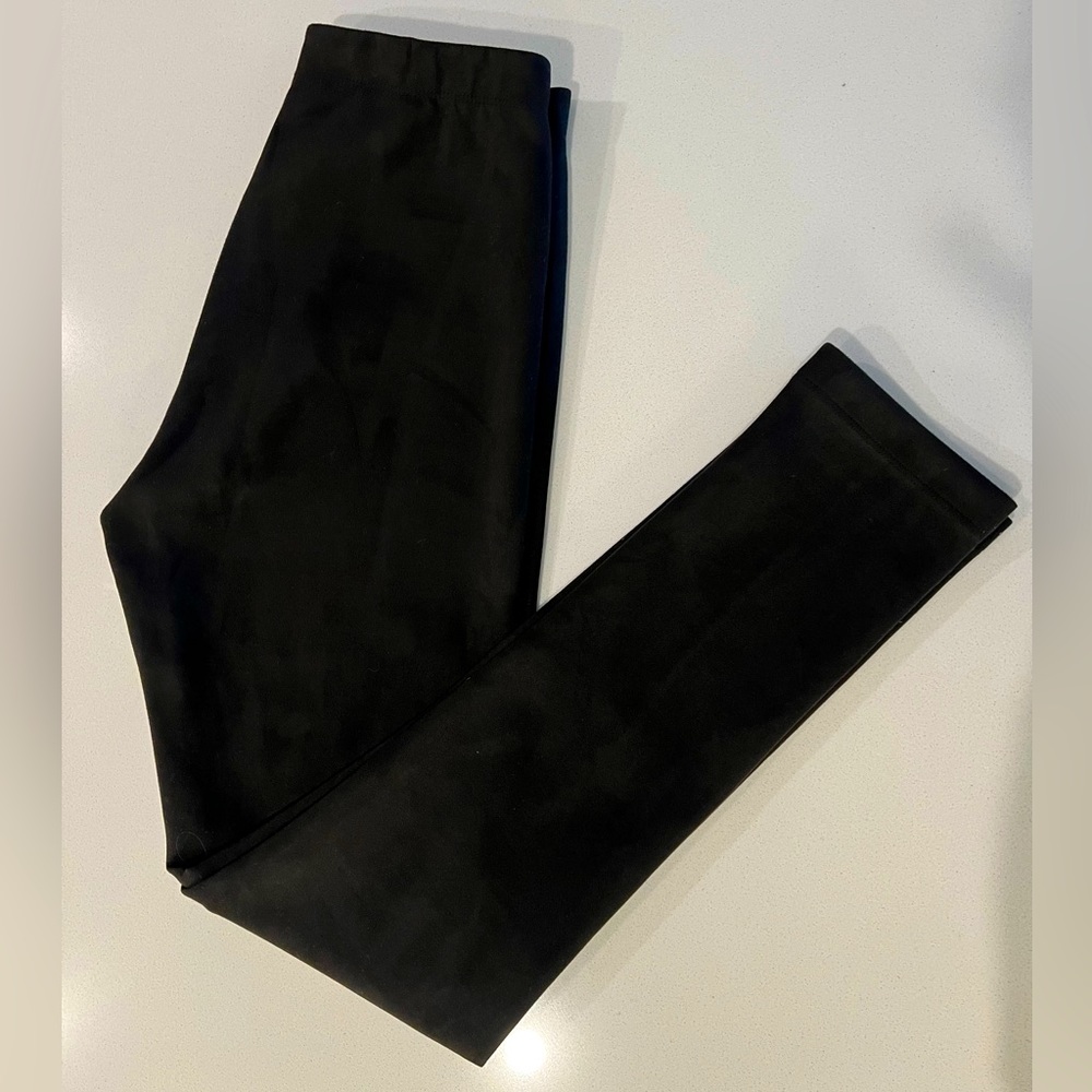 BCBG Suede Leggings, Black, Size M
